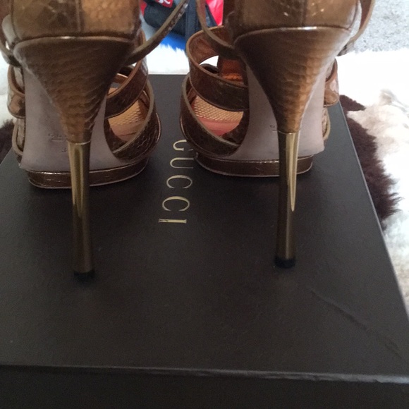 Gucci Malika Python High Heel Sandals 38 - Picture 5 of 8